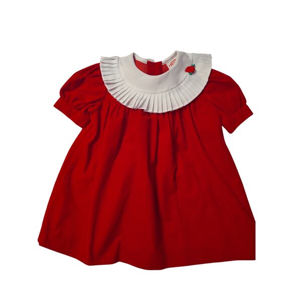 Vintage 80s Cuddle Teen Red Velvet Dress 2T Classic Union Made in the USA - Picture 1 of 4